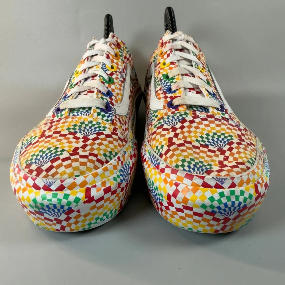 Vans Old Skool Platform Pride Womens 7.5 7 1/2 Rainbow All Over Skate‎ Shoe Lace